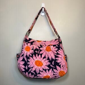 Vera Bradley Loves Me Pink Floral Print Reversible Tote Shoulder Bag Purse